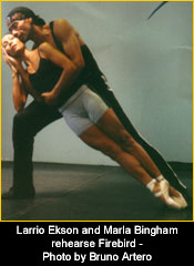 Larrio Ekson and Marla Bingham rehearse Firebird - Photo by Bruno Artero